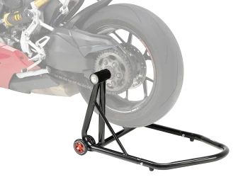 Caballete trasero para basculante monobrazo con transmisión lado izquierdo